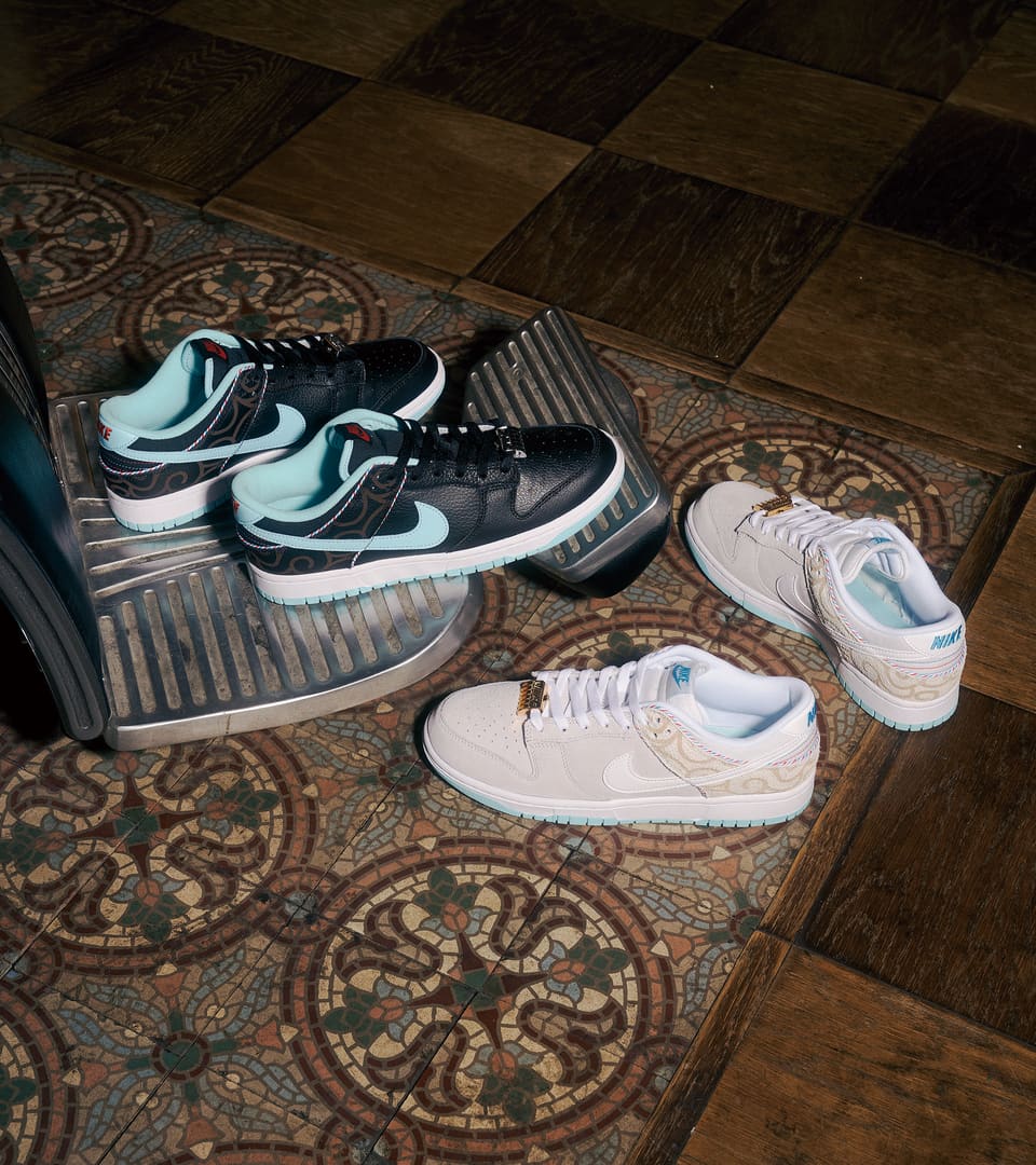 dunk low se barber shop grey